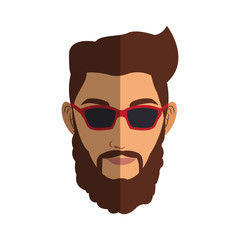 man with beard and sunglasses  over white background. colorful design. vector illustration