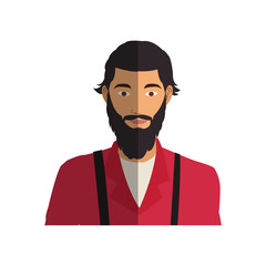 man cartoon with hipster style over white background. colorful design. vector illustration