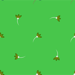 Spring pattern vector seamless. Fresh green background with flowers