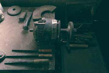 Old grinder in the workshop