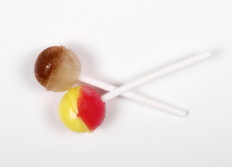 Colorful round shape lollipop on white background