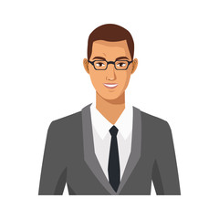businessman wearing executive clothes over white background. colorful design. vector illustration