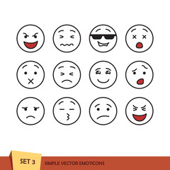 Set of outline emoticons