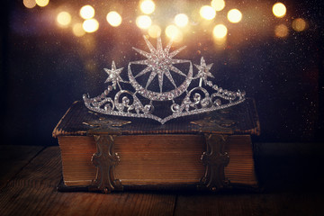 low key image of beautiful diamond queen crown