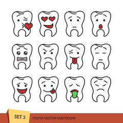 Set of outline tooth