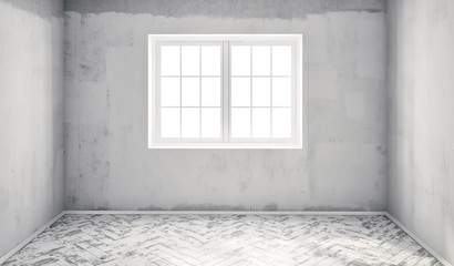 3d illustration. empty room in the loft.