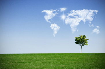 Obraz premium Cloud map world