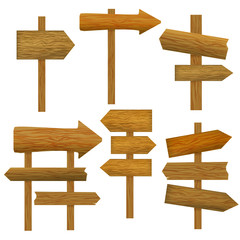 Direction Wooden Arrow Set. Vector