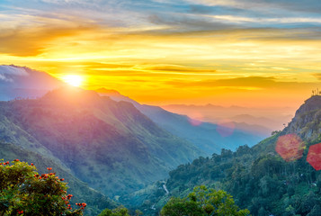 Sunset in the valley near the town of Ella, Sri Lanka