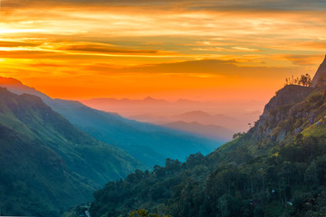 Sunset in the valley near the town of Ella, Sri Lanka
