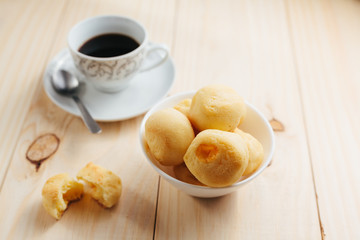 Cheese bread and coffee. Brazilian tradicional snack