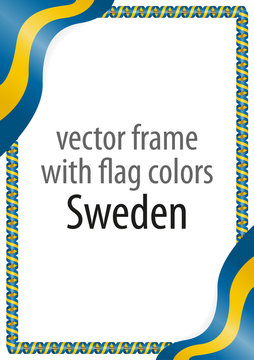 Frame and border of ribbon with the colors of the Sweden flag