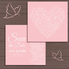 Naklejka premium Wedding invitation card suite with flower Templates.Vector Illustration