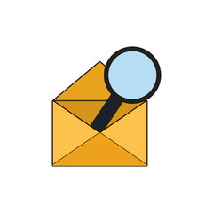 magnifying glass with envelope icon, vector illustration image