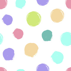 Seamless dot pattern. Hand painted circles.