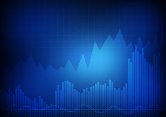 Vector : Business graph chart on blue background