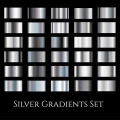 Silver metal gradient set. Gradation design swatches collection