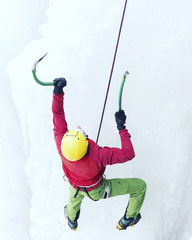 Ice climbing.