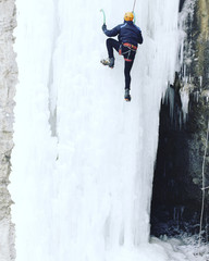 Ice climbing.