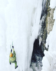 Ice climbing.