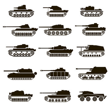 15 icons of tanks and armored vehicles
