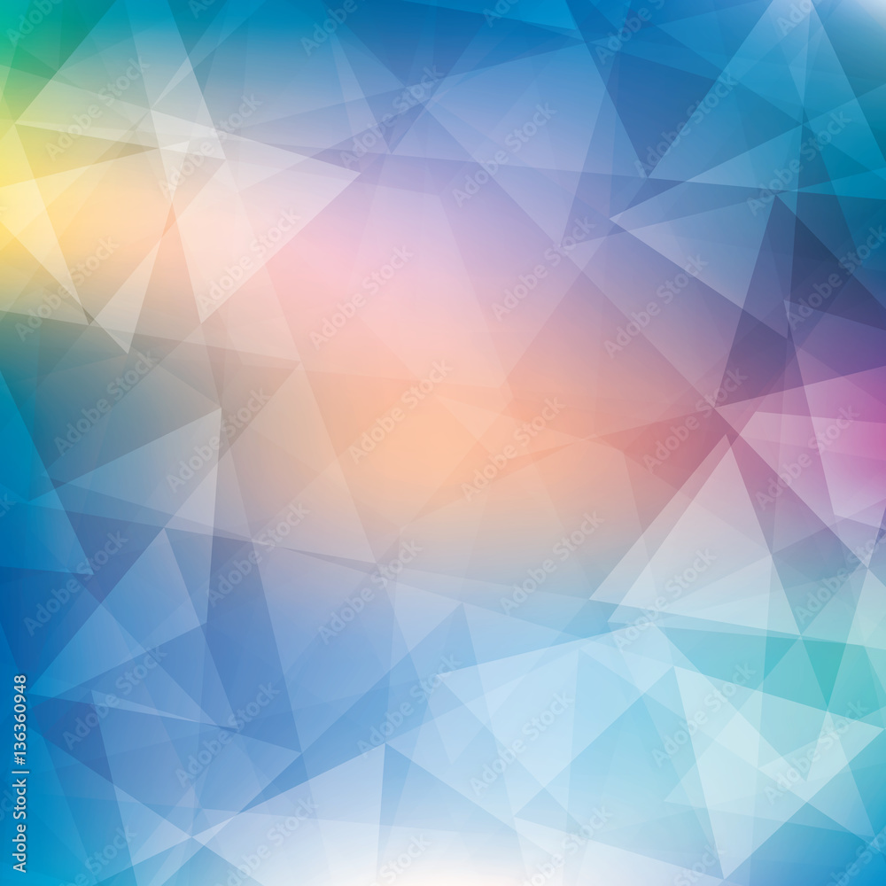 Aufkleber Blue pattern textured by triangles. Colorful vector background