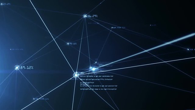 Growing network connections. An abstract background of internet communication or social media. Blue version. Seamless loop. Alpha channel included. 4K