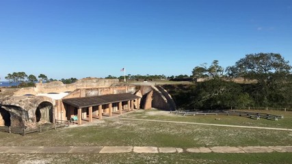 The parade ground at Fort Pickens, located in Gulf Island National Seashore, on Pensacola Beach, Florida, was built in 1834 and used by the US military until 1947.