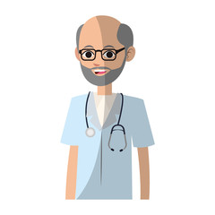 Fototapeta na wymiar old man medical doctor cartoon icon over white background. colorful desing. vector illustration