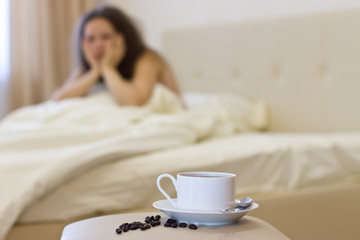 Obraz na płótnie Canvas Morning coffee in bed.