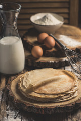 russian pancake on the wooden table