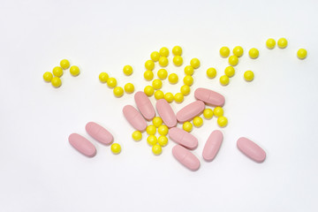 yellow and pink pills for oral administration