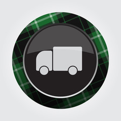 button with green, black tartan - cute car icon