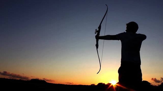 Archery silhouete, sunset