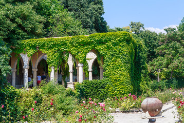 Fototapeta na wymiar Park pavilion in the Botanical Garden. Balchik, Bulgaria