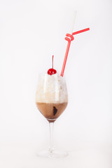cappuccino in a glass on a white background