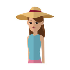 young girl wearing cute hat over white background. colorful design. vector illustration