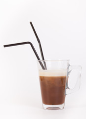 cappuccino in a glass on a white background