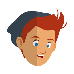 young guy face cartoon icon over white background. colorful design. vector illustration