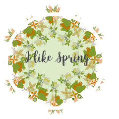 Flowers and grass seamless border frame. May be used like banner, t-shirt print, card design. illustration.