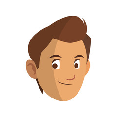 young guy face cartoon icon over white background. colorful design. vector illustration