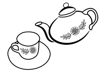 jug and a cup of tea or coffee on a white background