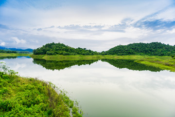 Landscape Natrue and a water mist at Kaeng Krachan Dam.