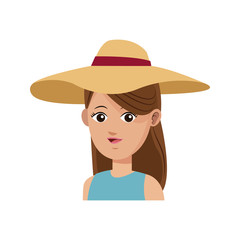 young girl wearing cute hat over white background. colorful design. vector illustration