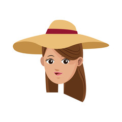 young girl wearing cute hat over white background. colorful design. vector illustration