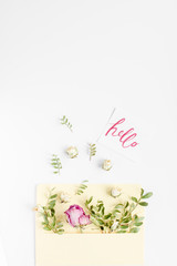 calligraphy floral pattern top view hello
