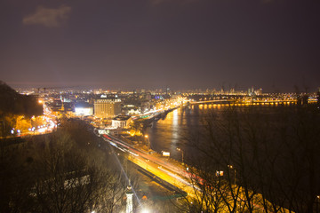 Fototapeta na wymiar Night panorama at Kiev city, Ukraine