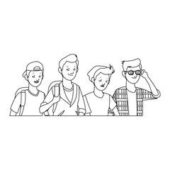 young guys over white background. vector illustration