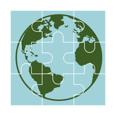 world planet with puzzle game pieces isolated icon vector illustration design