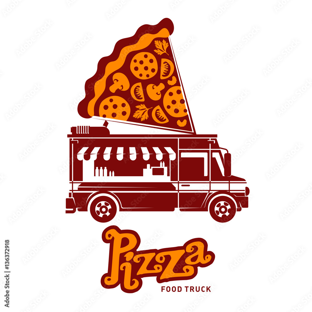 Poster food truck vector flat illustration